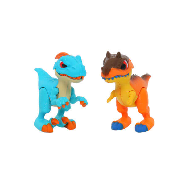 Dino Troop Kids® Small Dino Pack | 2 x Articulated Dinosaur with Sound Effect | Action Figures | Happy Line®
