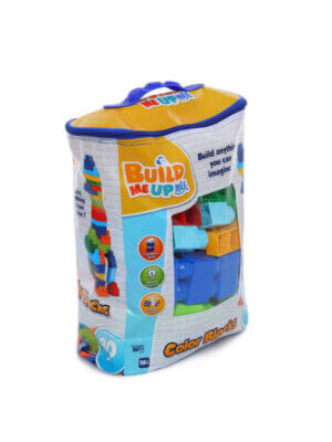 Build Me Up Maxi® | Colorful Block | Blue| 80 blocks | with Storage Bag | Happy Line®