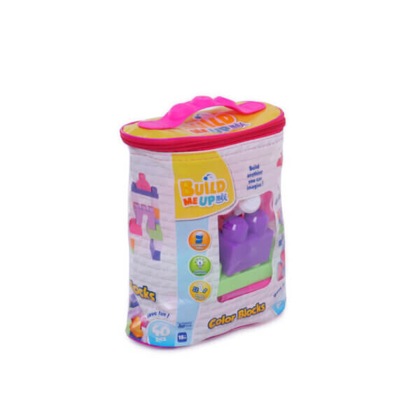 Build Me Up Maxi® | Colorful Block | 40 blocks |Pink| with Storage Bag | Happy Line®